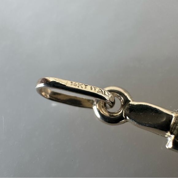 14k Two Tone Solid Gold Crucifix Pendant - Picture 4 of 10